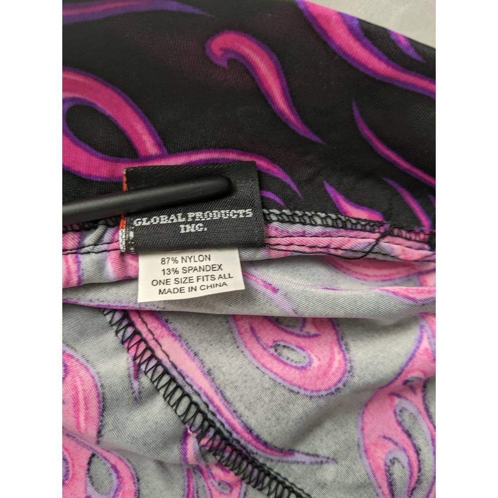 Harley-Davidson Womens Pink Purple Flame Headwrap Biker Skull Cap Do-Rag OSFA - Picture 4 of 6